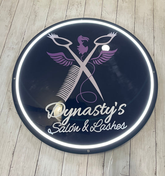 Neon Edge-Lit Round Acrylic Sign with UV Printing 24”in - Creationsbyjnii